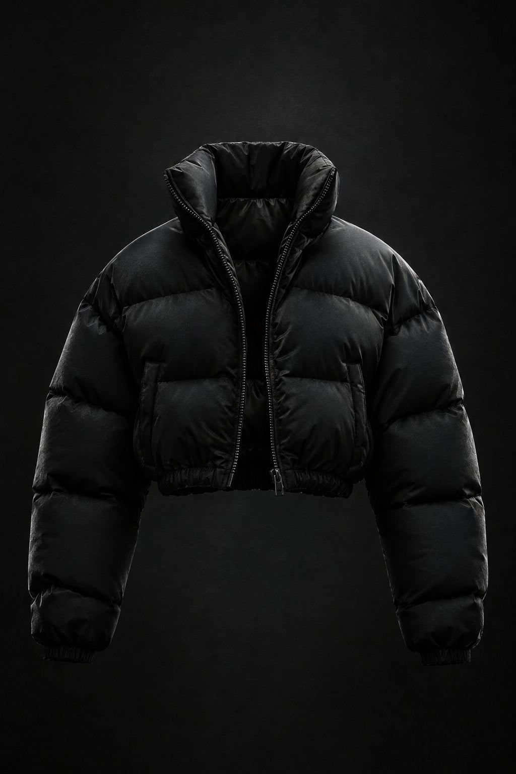 Obsidian cropped puffer in matte black