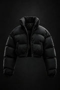 Obsidian cropped puffer in matte black